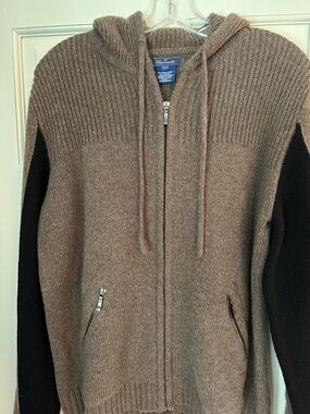 Faconnable wool & cashmere Brown Zip Hoodie Sweater -